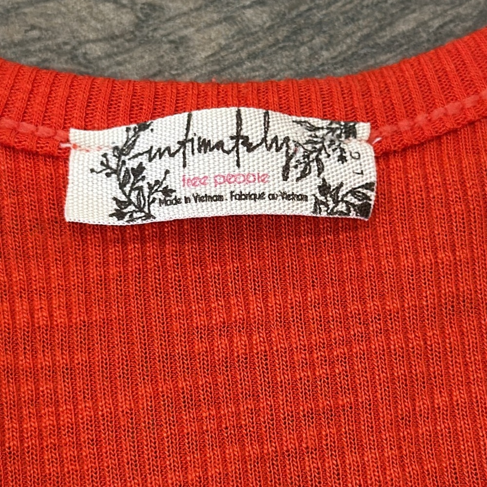 Free People Intimately Red Ribbed Racerback Tank High Neck Flowy Size Large NWOT - Picture 4 of 7